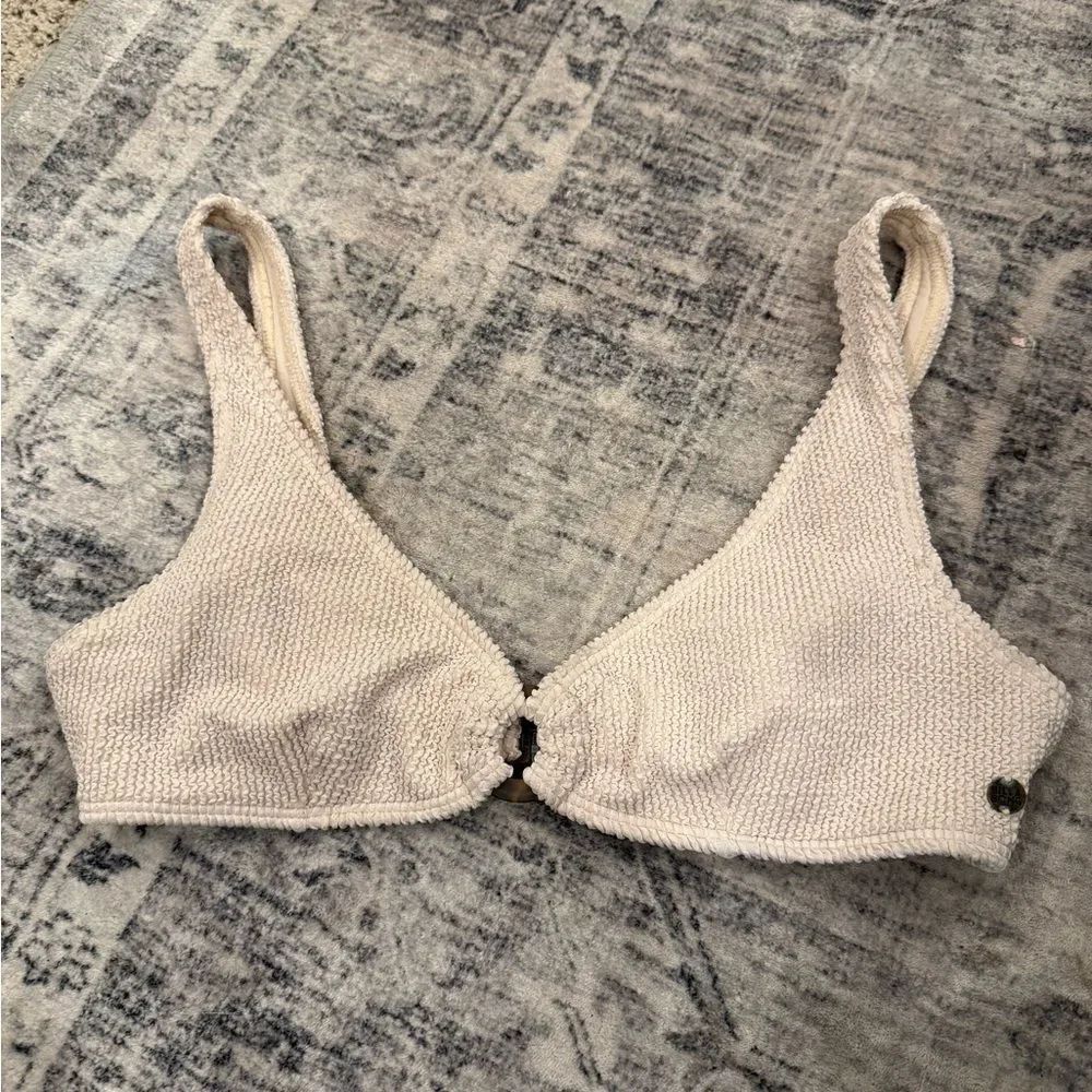 Billabong Cream Textured Bralette Top with Front Clasp